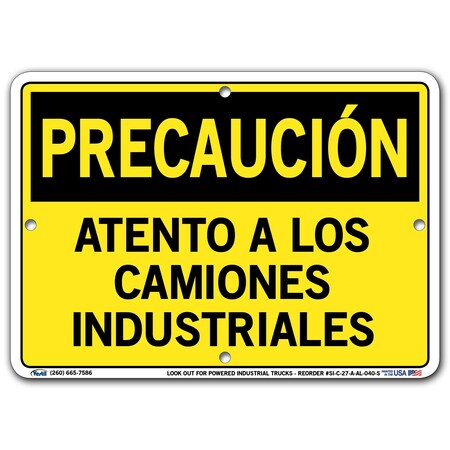Vestil Aluminum Sign, 7-1/2" Height, 10-1/2" Width, Aluminum, Rectangle, Spanish SI-C-27-A-AL-040-S